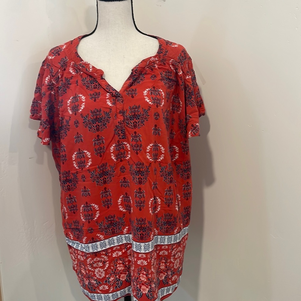 St John’s Bay  orange floral boho shirt‎